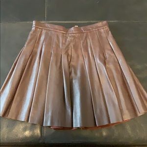 All Saints Pleated Leather Mini Skirt